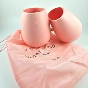 ODEME What A Pair, Set of 2 Silicone Wine Glasses - Pink, New